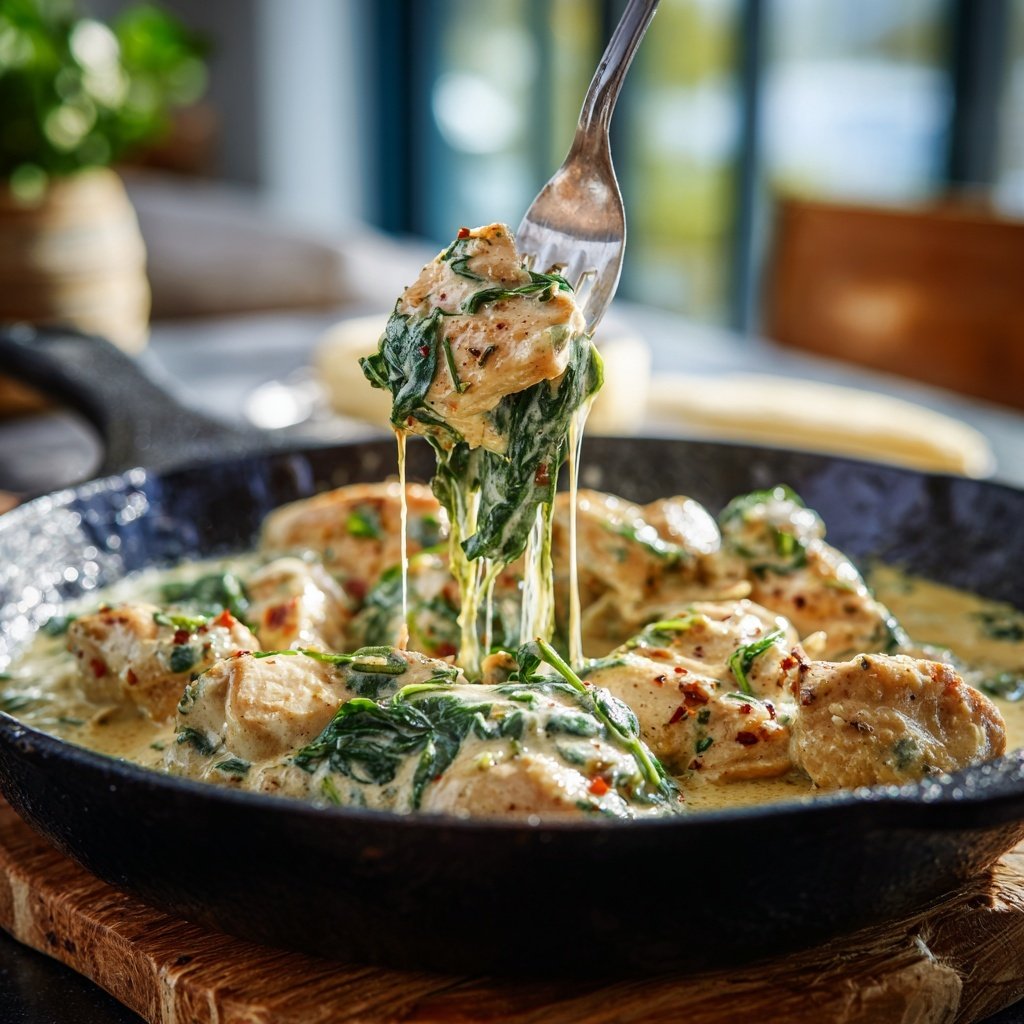 Creamy Lemon Chicken And Spinach Skillet