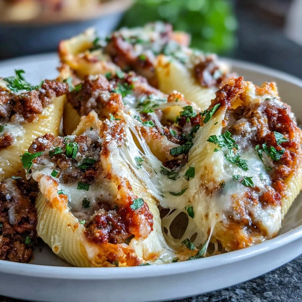 Ground Beef And Cheese Stuffed Shells