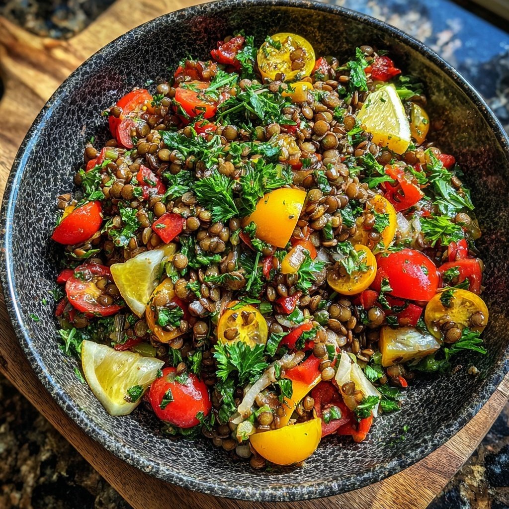 Healthy Mediterranean Lentil Salad