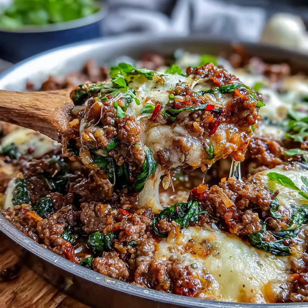 Ground Beef And Spinach Skillet
