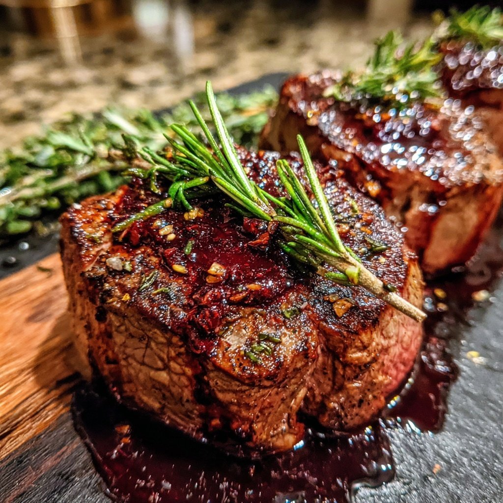 Romantic Filet Mignon with Red Wine Sauce