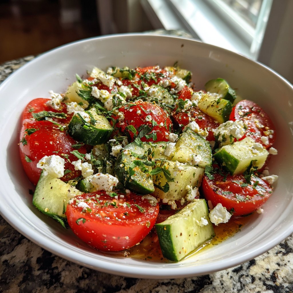 Mediterranean Cucumber Tomato Feta Salad