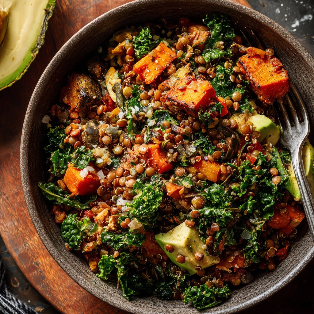 Roasted Veggie Lentil Grain Bowl